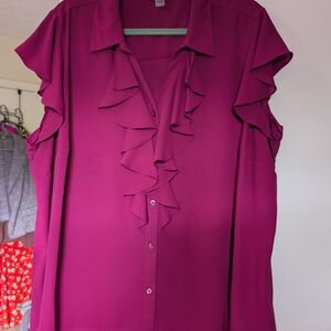Women's Ruffled Magenta Blouse